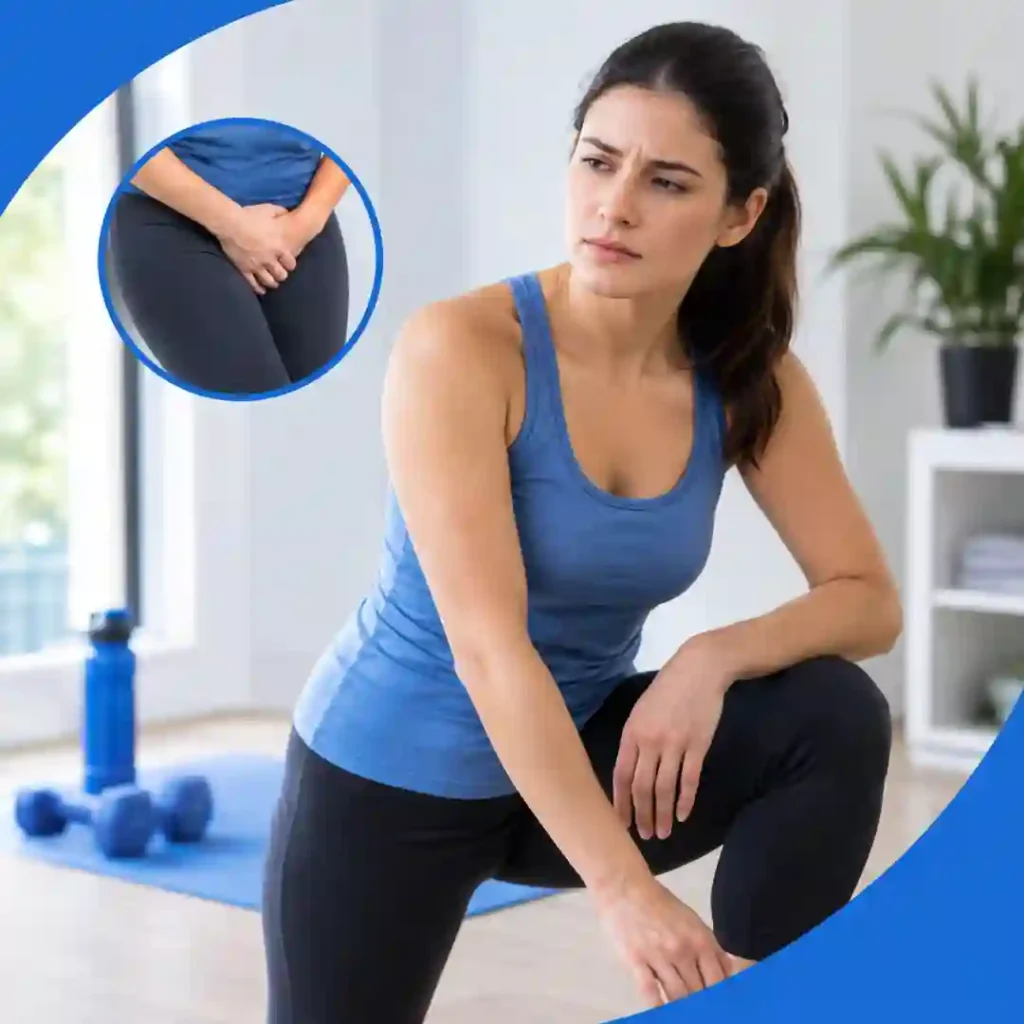 Pelvic-floor exercise Bradford guidance for urinary leakage, focusing on correct muscle technique, relaxed breathing, muscle relaxation and seeking professional advice if symptoms worsen.
